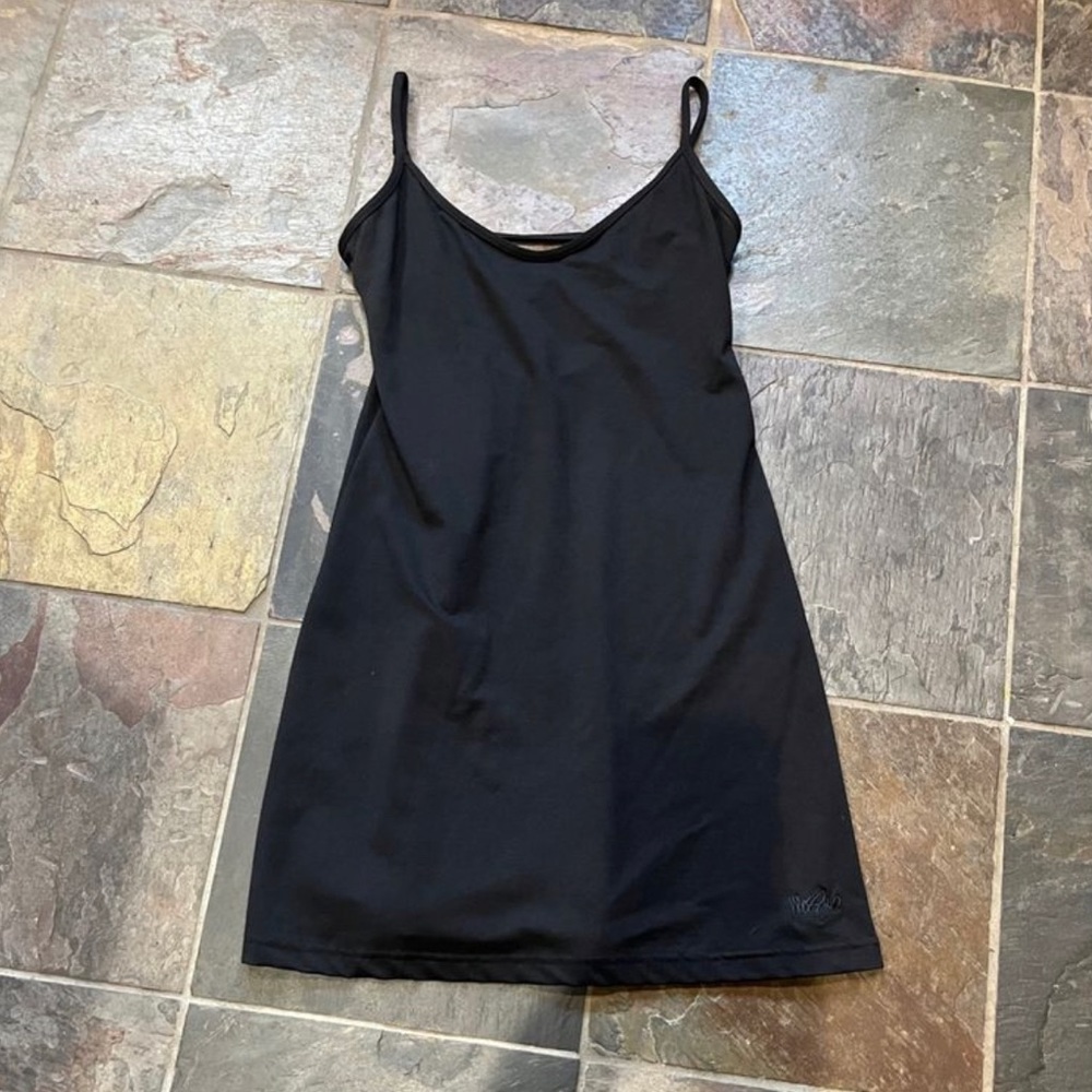 VINTAGE: exercise dress, black, ribbed back, small